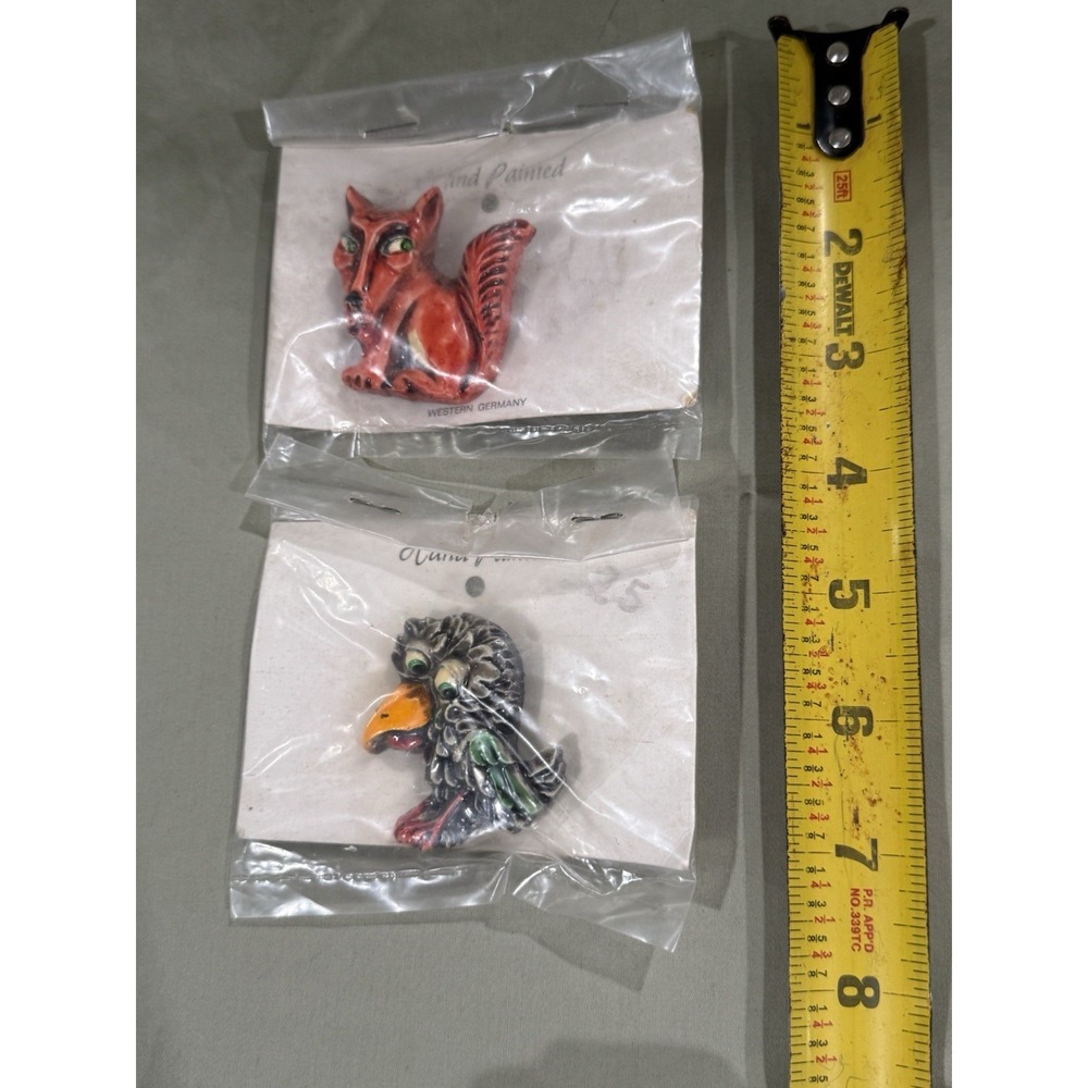 New Vintage West Germany Pins Grey Bird Red Fox